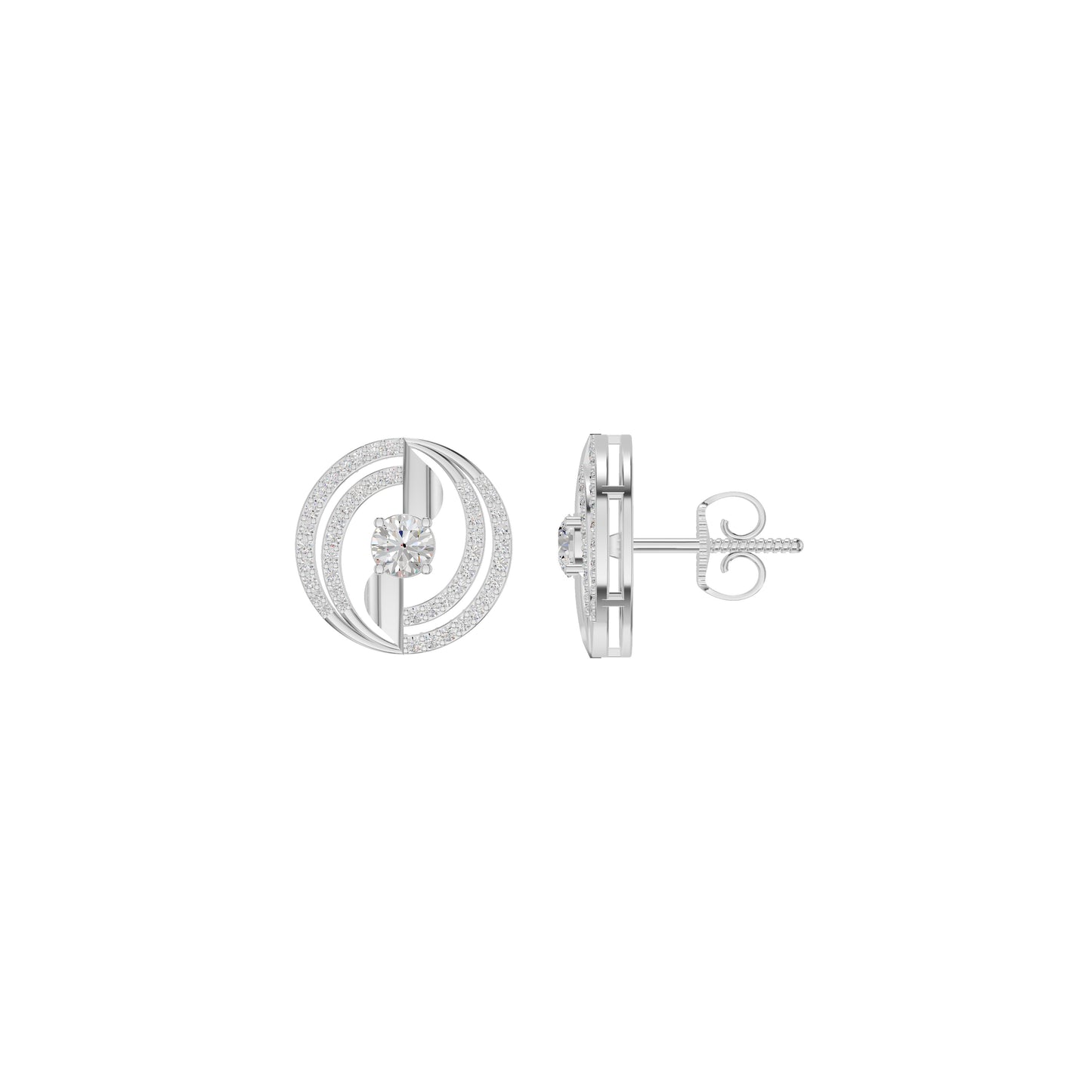 Celestial Serenity Diamond Halo Earrings 18 KT / White Gold