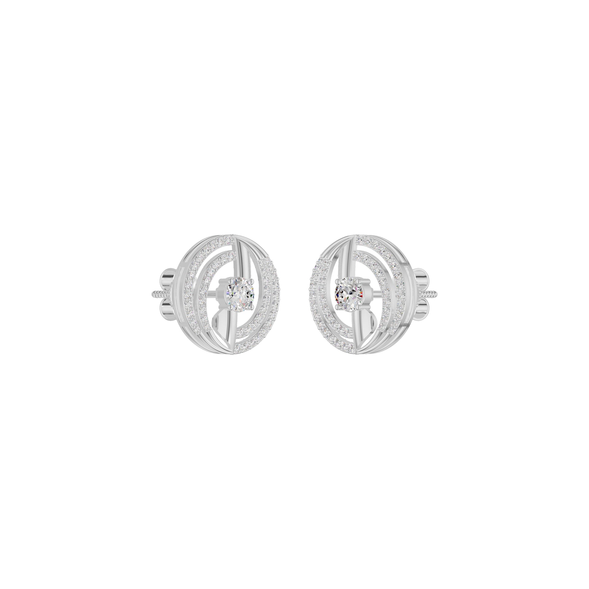 Celestial Serenity Diamond Halo Earrings 18 KT / White Gold