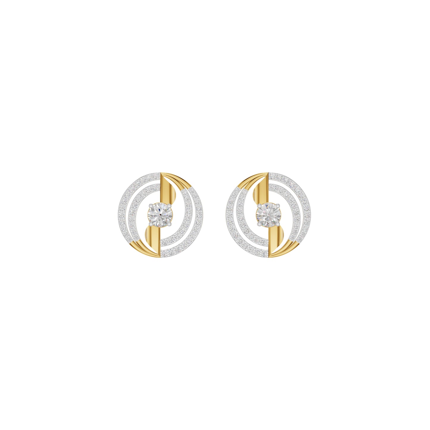 Celestial Serenity Diamond Halo Earrings 18 KT / Yellow Gold