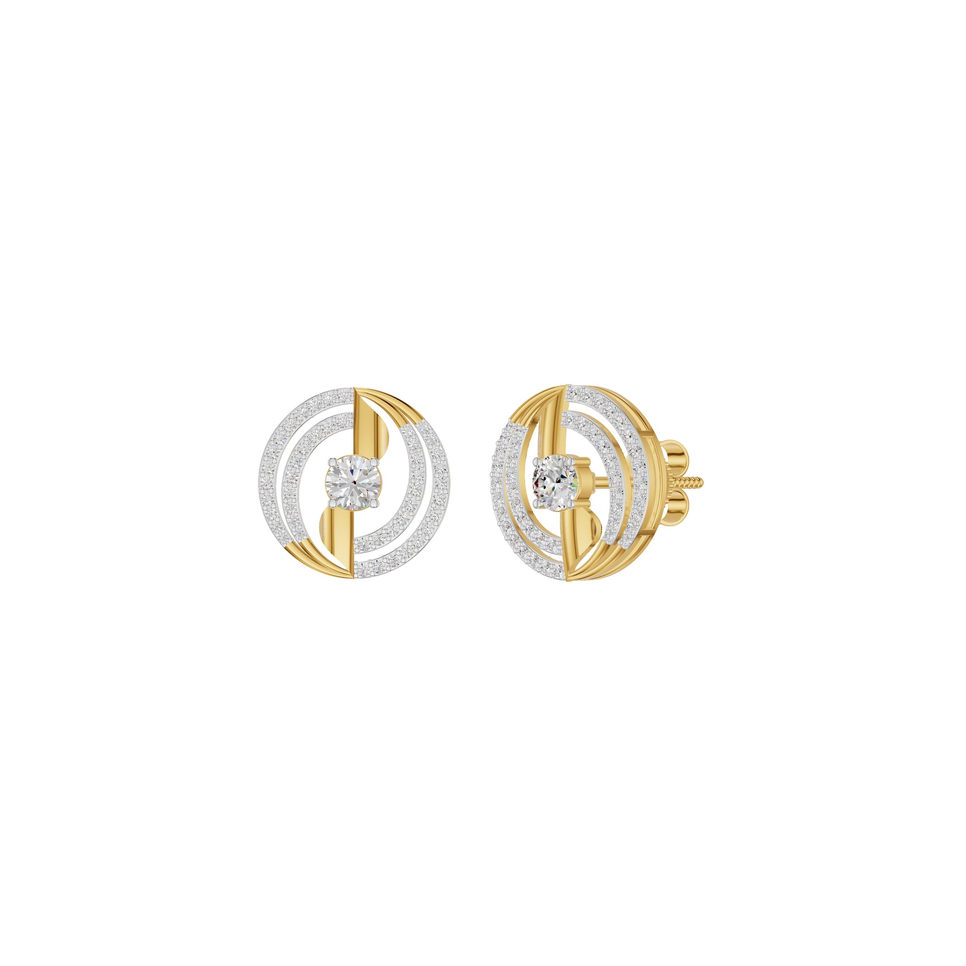 Celestial Serenity Diamond Halo Earrings 18 KT / Yellow Gold