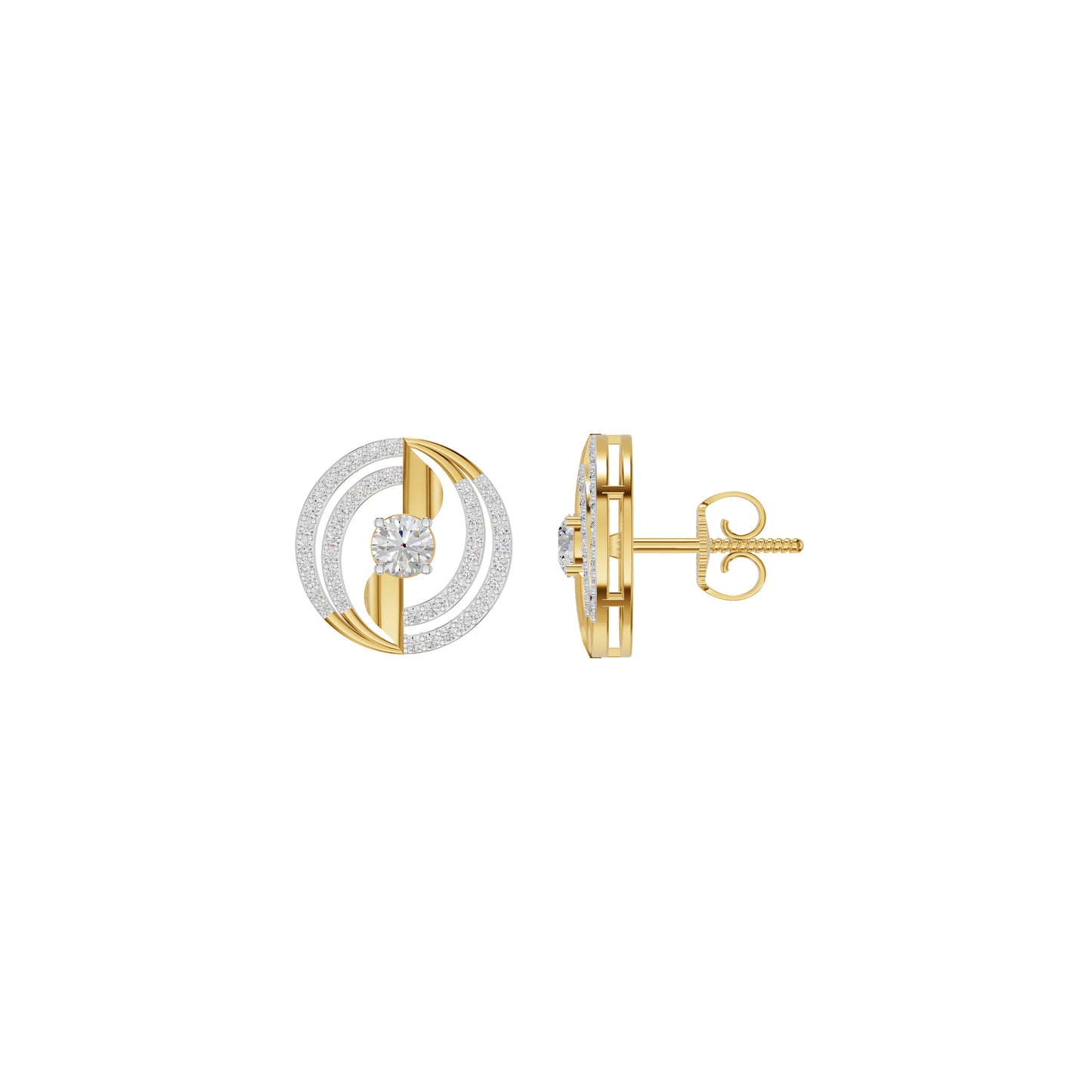 Celestial Serenity Diamond Halo Earrings 18 KT / Yellow Gold