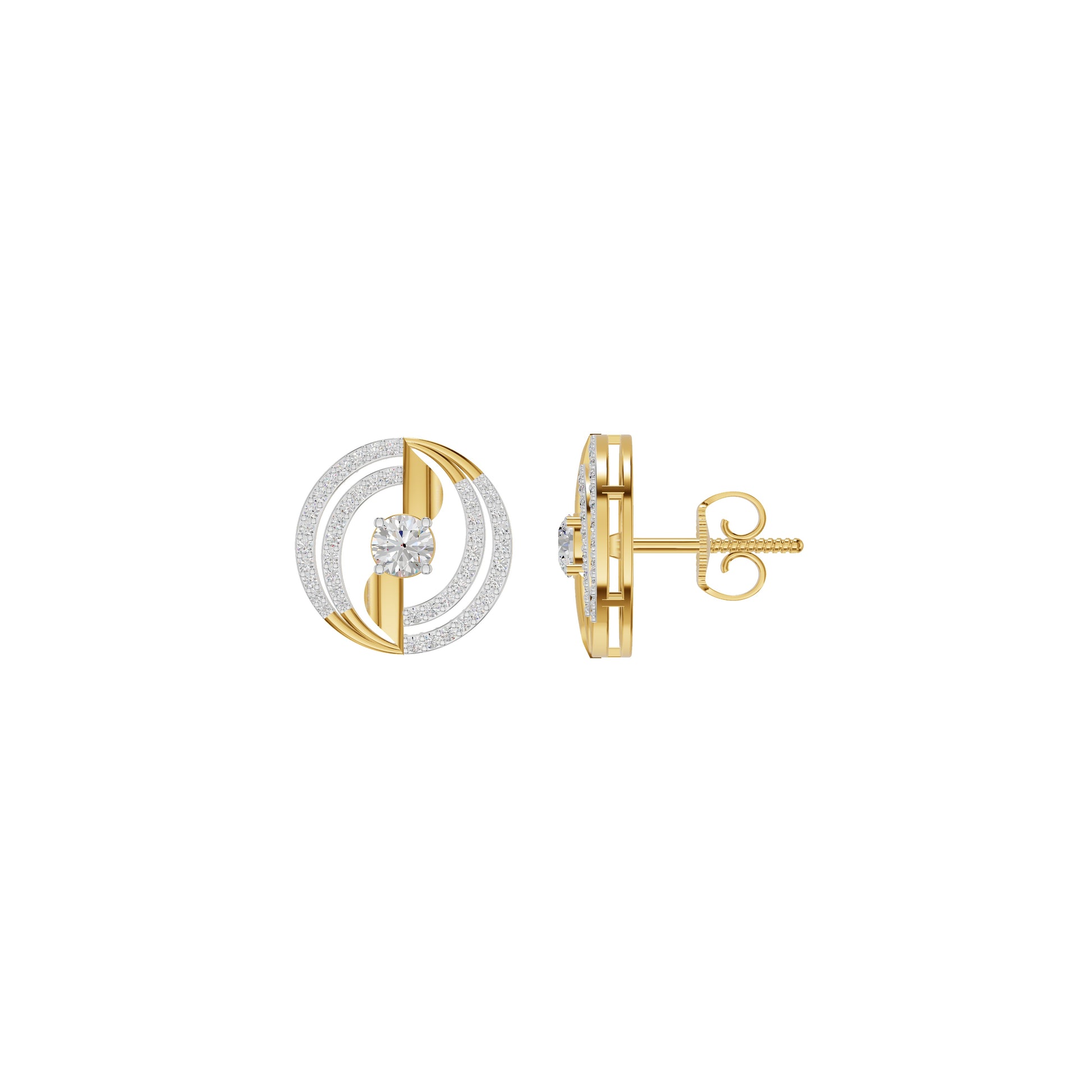 Celestial Serenity Diamond Halo Earrings 18 KT / Yellow Gold