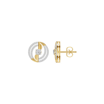 Celestial Serenity Diamond Halo Earrings 18 KT / Yellow Gold