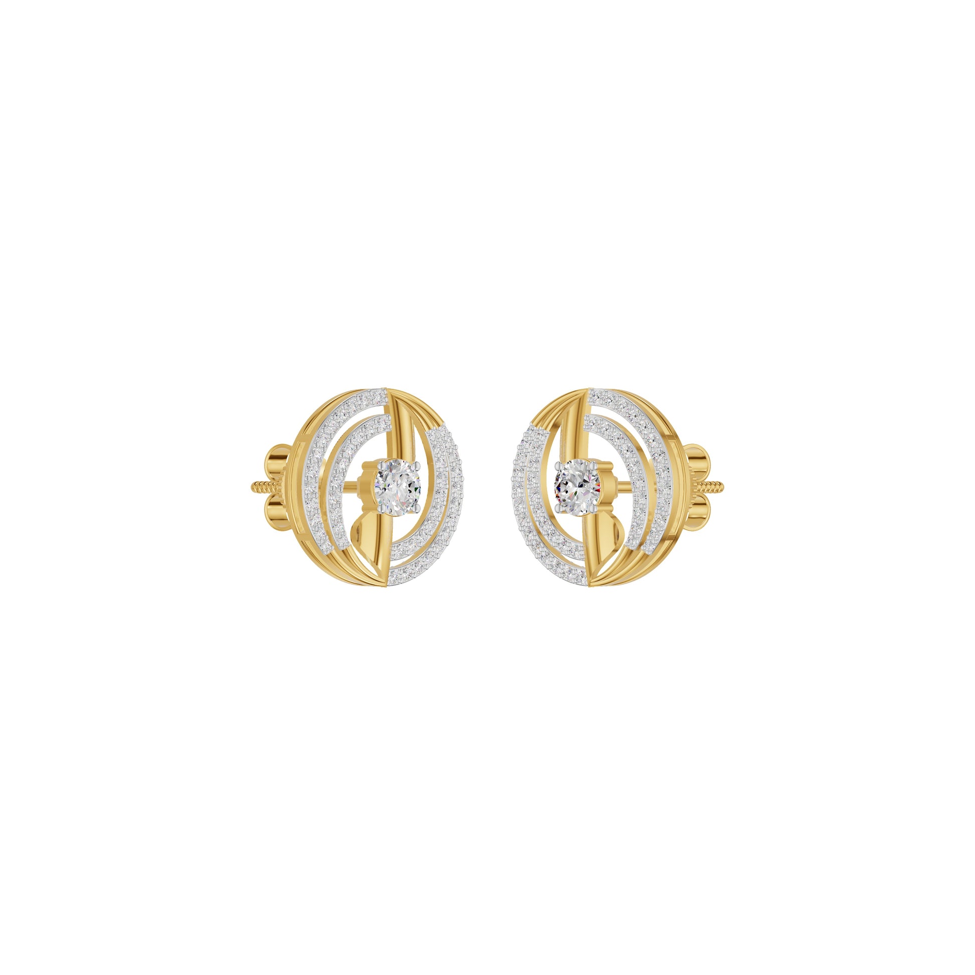 Celestial Serenity Diamond Halo Earrings 18 KT / Yellow Gold
