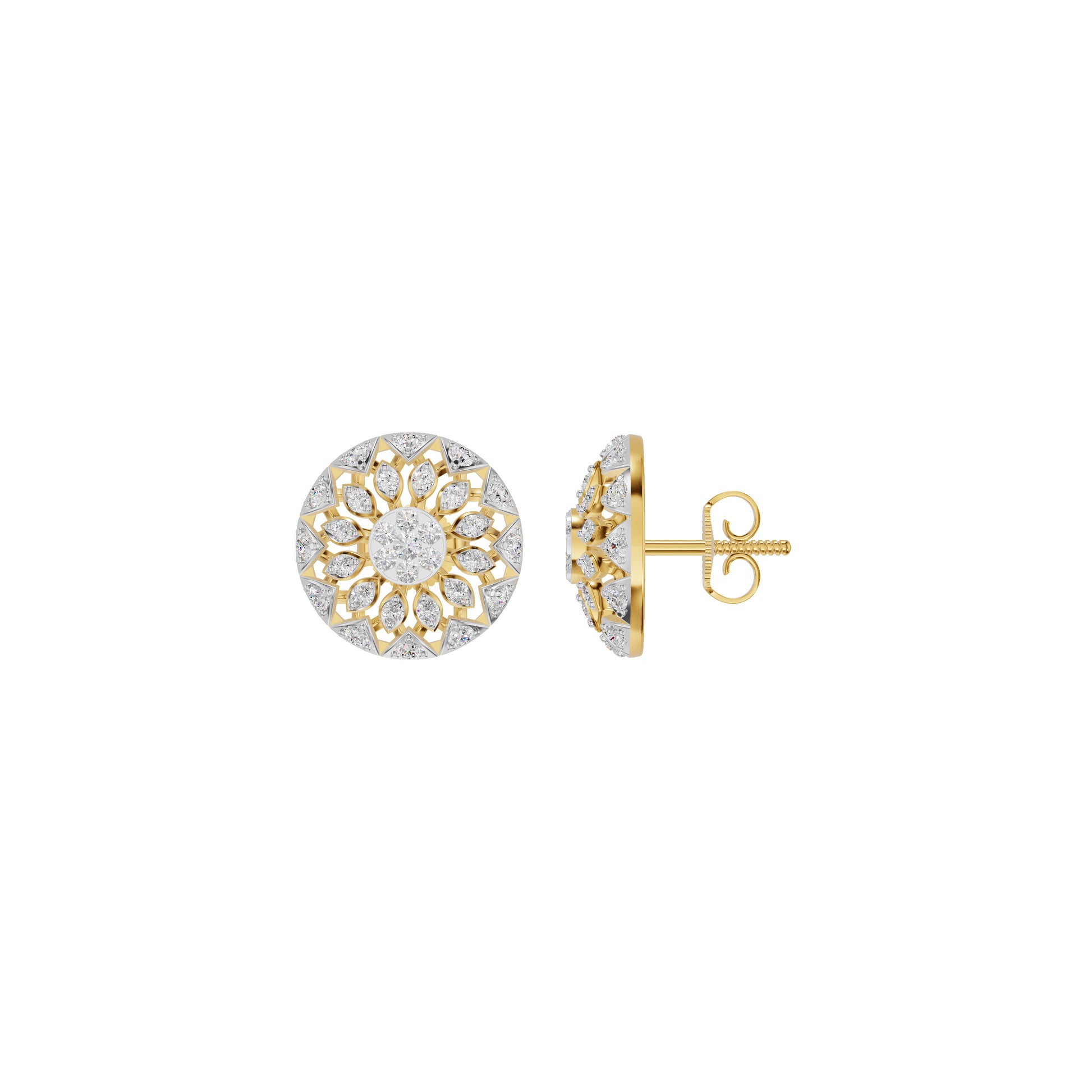 Mandala Diamond Earrings 18 KT / Yellow Gold
