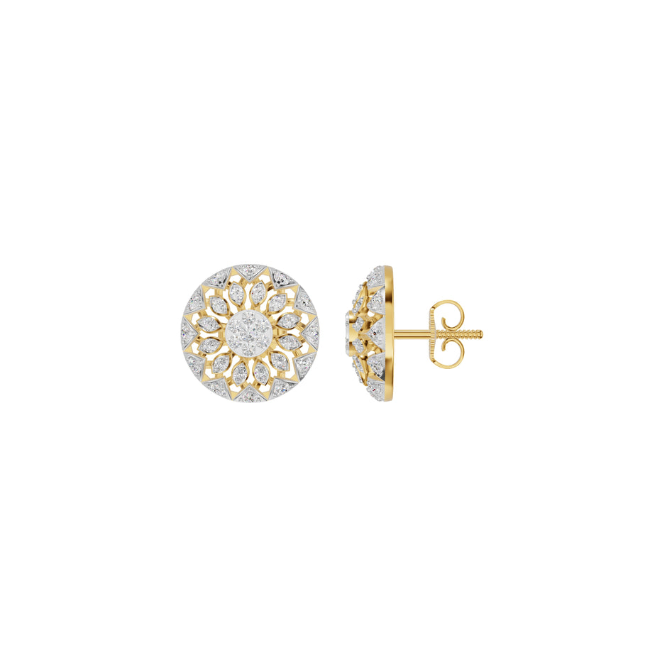Mandala Diamond Earrings 18 KT / Yellow Gold