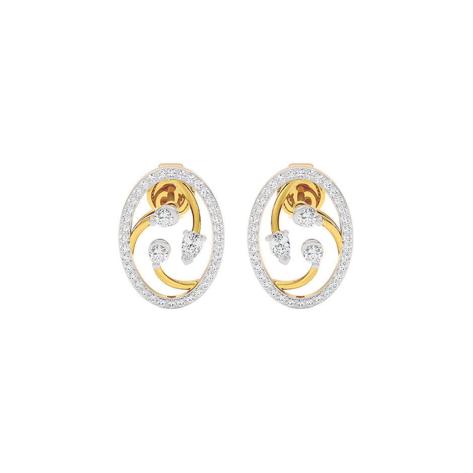 Orbital Swirl Diamond Earrings 18 KT / Yellow Gold