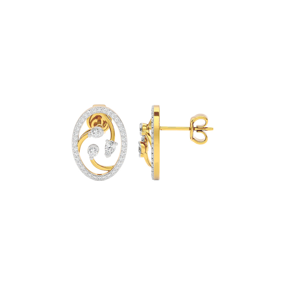 Orbital Swirl Diamond Earrings 18 KT / Yellow Gold