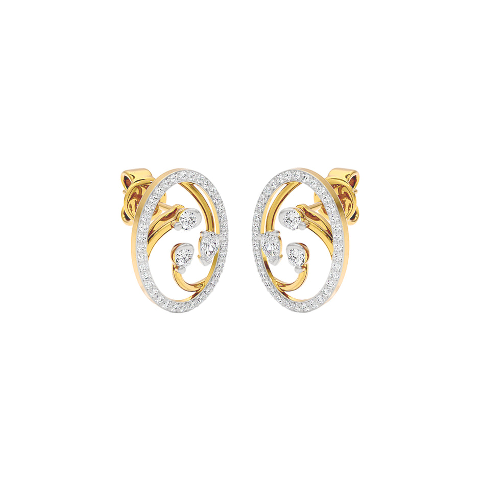 Orbital Swirl Diamond Earrings 18 KT / Yellow Gold