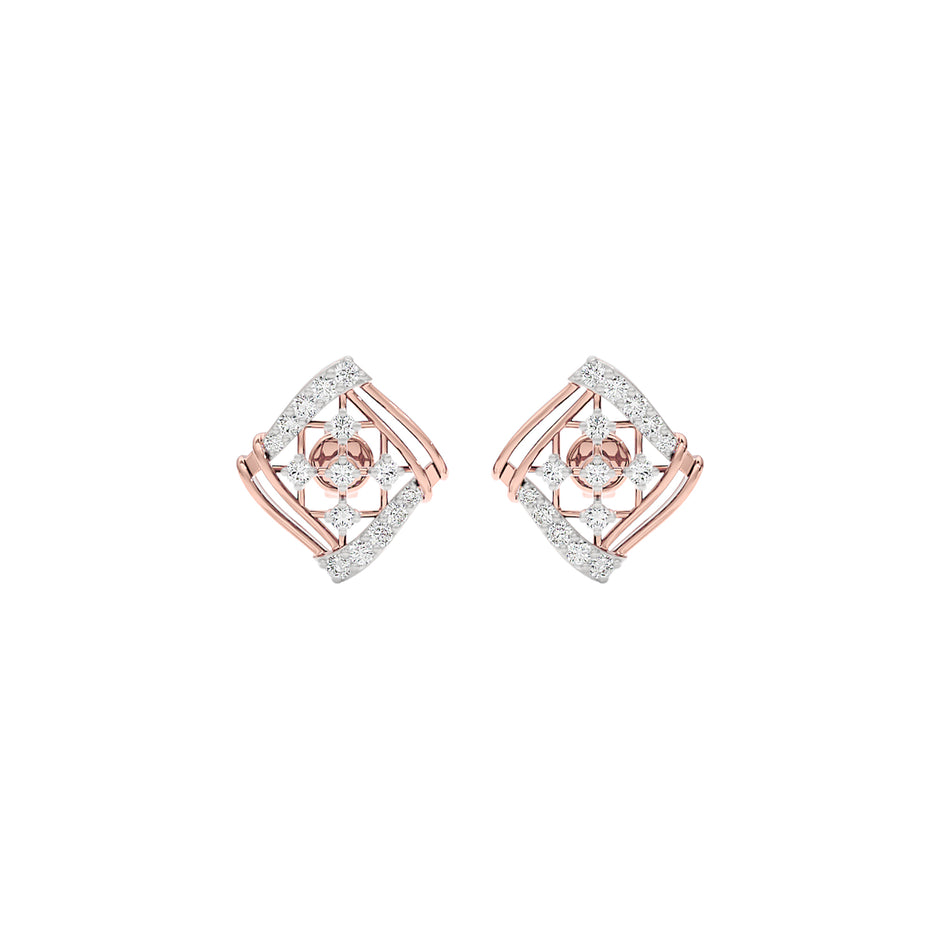 Cushion Curve Diamond Earrings 18 KT / Rose Gold
