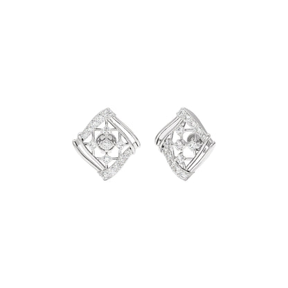 Cushion Curve Diamond Earrings 18 KT / White Gold