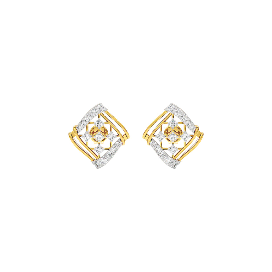 Cushion Curve Diamond Earrings 18 KT / Yellow Gold
