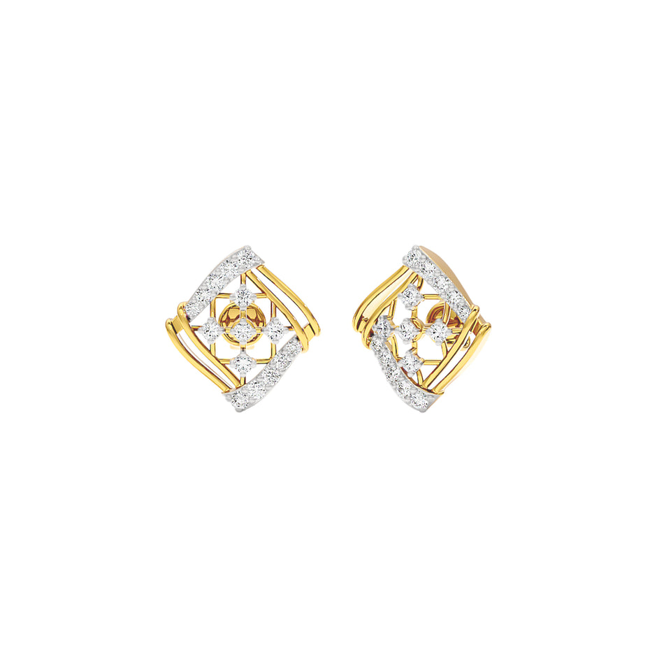 Cushion Curve Diamond Earrings 18 KT / Yellow Gold