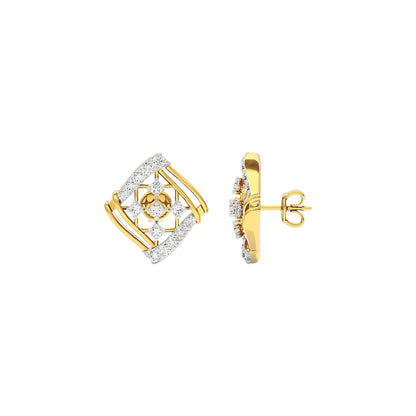 Cushion Curve Diamond Earrings 18 KT / Yellow Gold