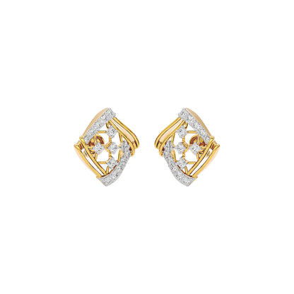 Cushion Curve Diamond Earrings 18 KT / Yellow Gold