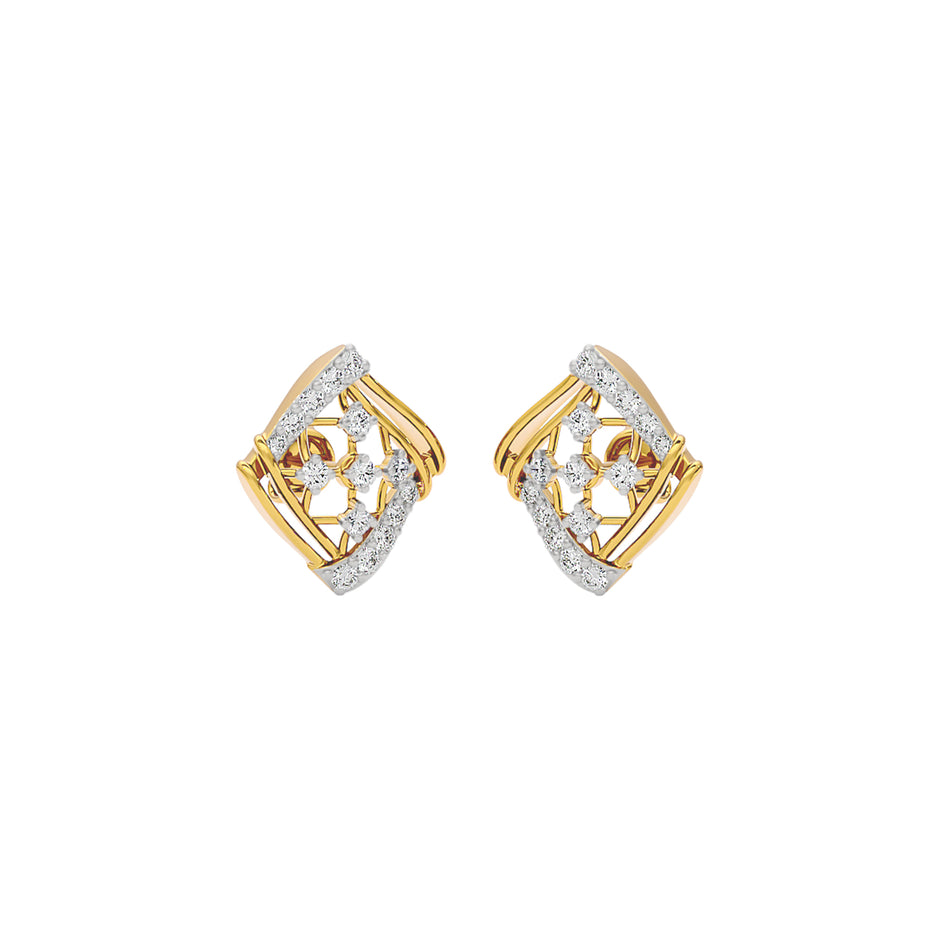 Cushion Curve Diamond Earrings 18 KT / Yellow Gold