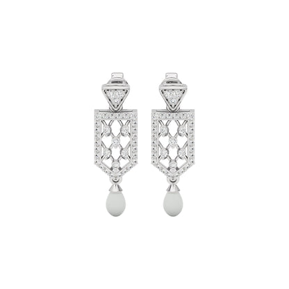 Shield Drop Diamond Earrings 18 KT / White Gold