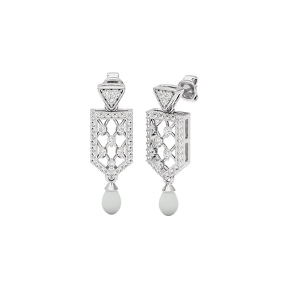 Shield Drop Diamond Earrings 18 KT / White Gold