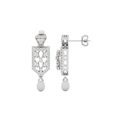 Shield Drop Diamond Earrings 18 KT / White Gold