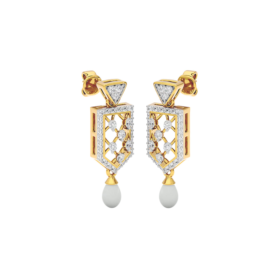 Shield Drop Diamond Earrings 18 KT / Yellow Gold