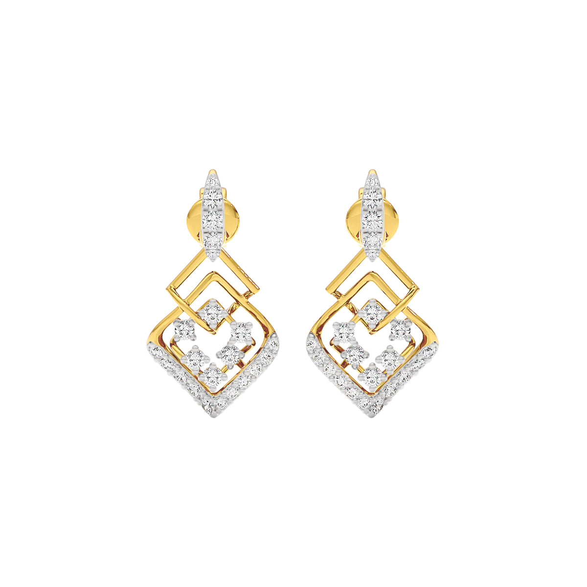 Rhombus Link Diamond Earrings 18 KT / Yellow Gold
