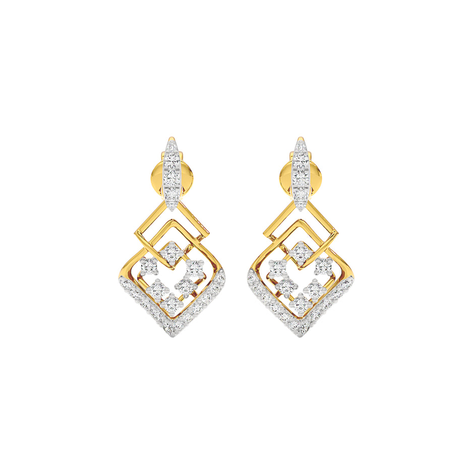 Rhombus Link Diamond Earrings 18 KT / Yellow Gold