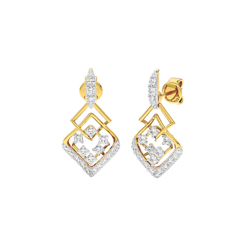 Rhombus Link Diamond Earrings 18 KT / Yellow Gold