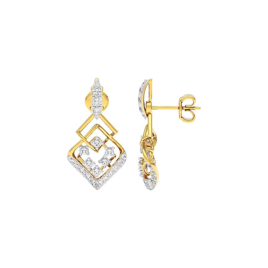 Rhombus Link Diamond Earrings 18 KT / Yellow Gold