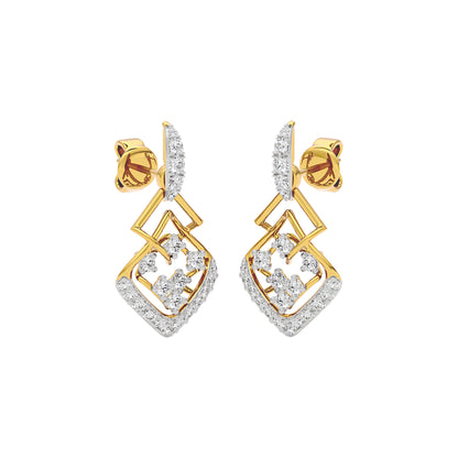 Rhombus Link Diamond Earrings 18 KT / Yellow Gold