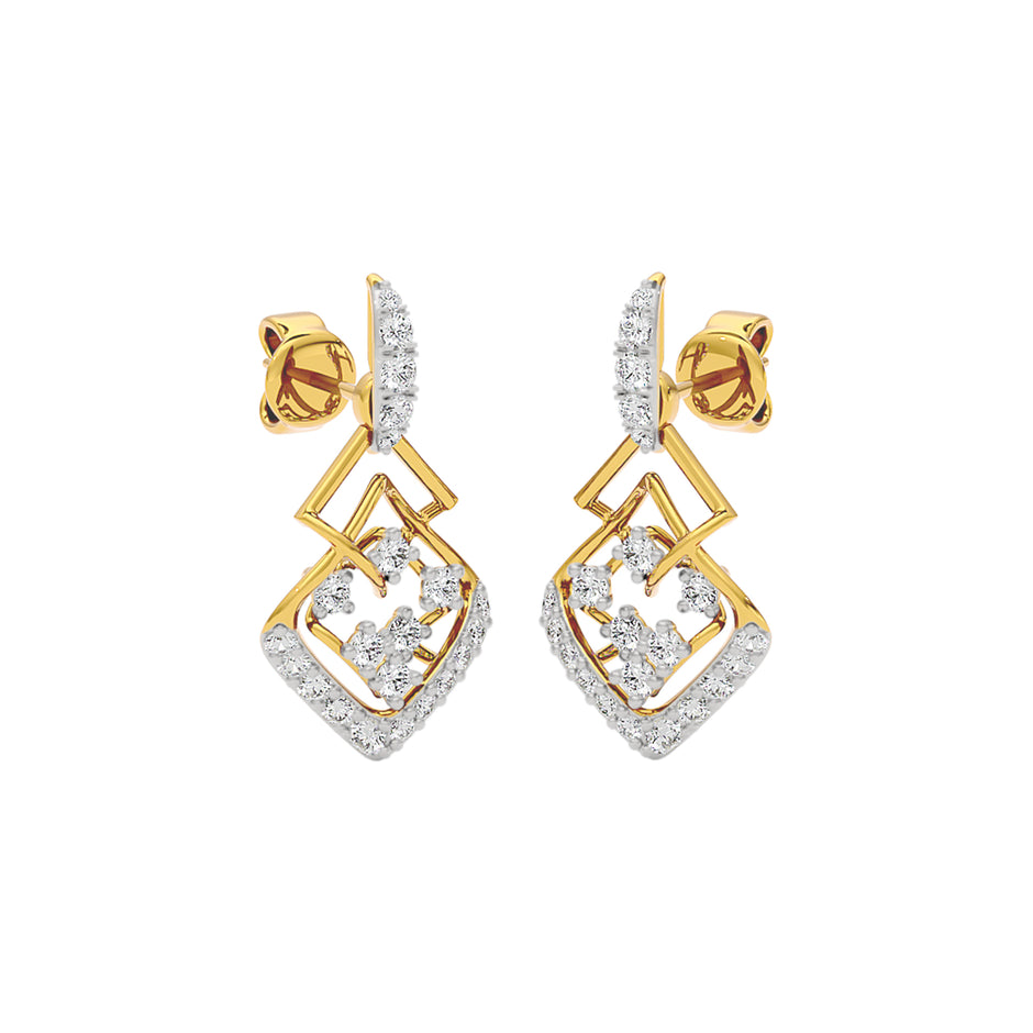 Rhombus Link Diamond Earrings 18 KT / Yellow Gold
