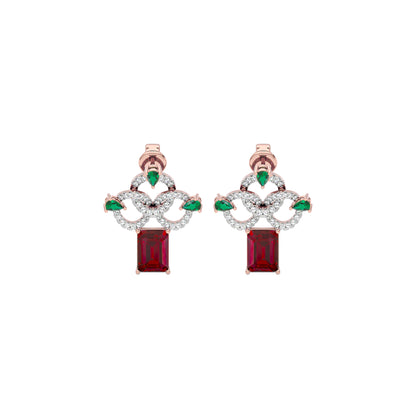 Fleur Motif Diamond Earrings 18 KT / Rose Gold