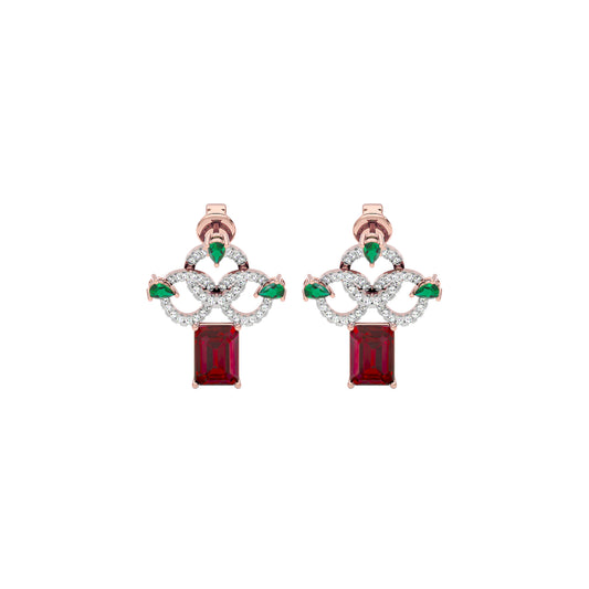 Fleur Motif Diamond Earrings 18 KT / Rose Gold