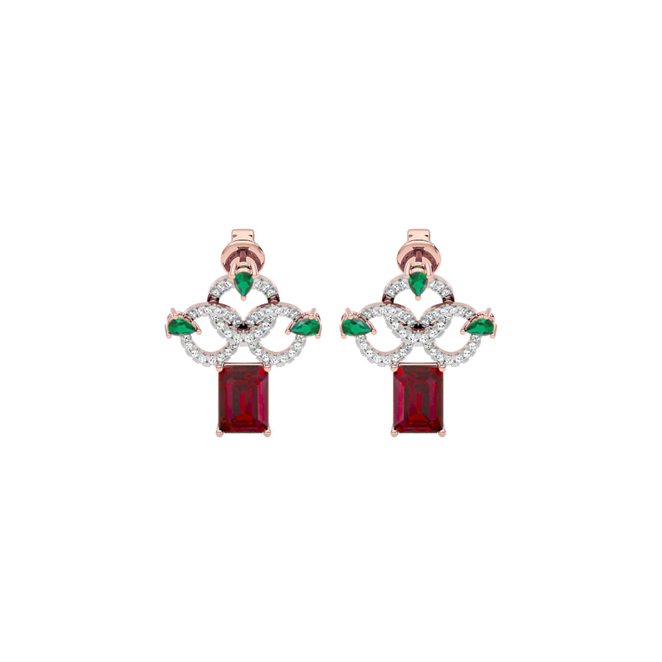 Fleur Motif Diamond Earrings 18 KT / Rose Gold