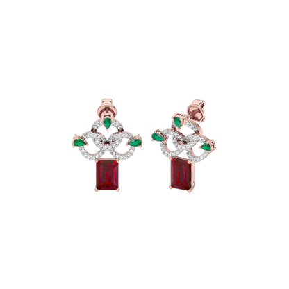 Fleur Motif Diamond Earrings 18 KT / Rose Gold