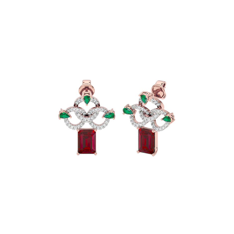 Fleur Motif Diamond Earrings 18 KT / Rose Gold