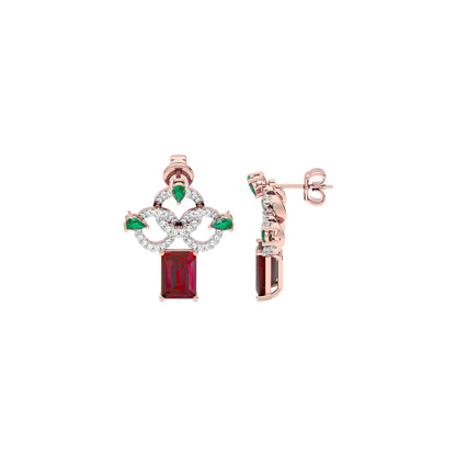 Fleur Motif Diamond Earrings 18 KT / Rose Gold