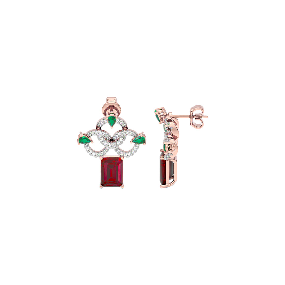 Fleur Motif Diamond Earrings 18 KT / Rose Gold