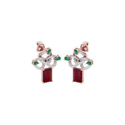 Fleur Motif Diamond Earrings 18 KT / Rose Gold