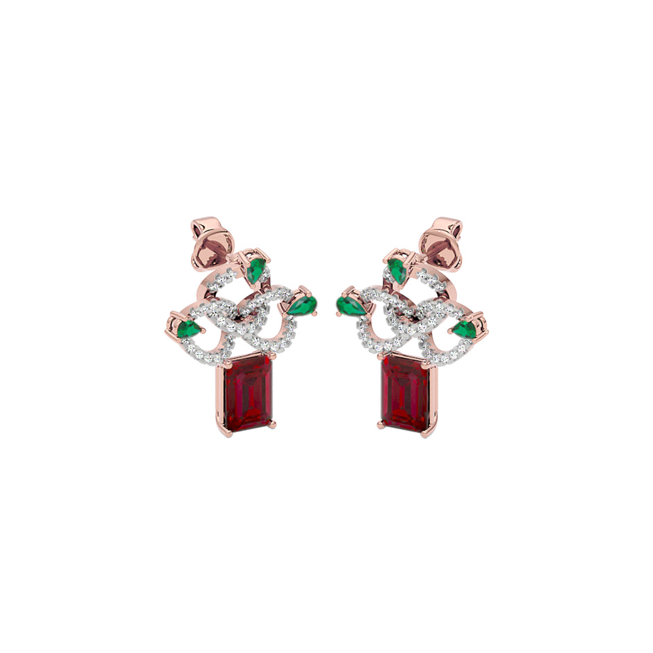 Fleur Motif Diamond Earrings 18 KT / Rose Gold