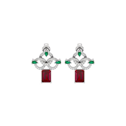 Fleur Motif Diamond Earrings 18 KT / White Gold