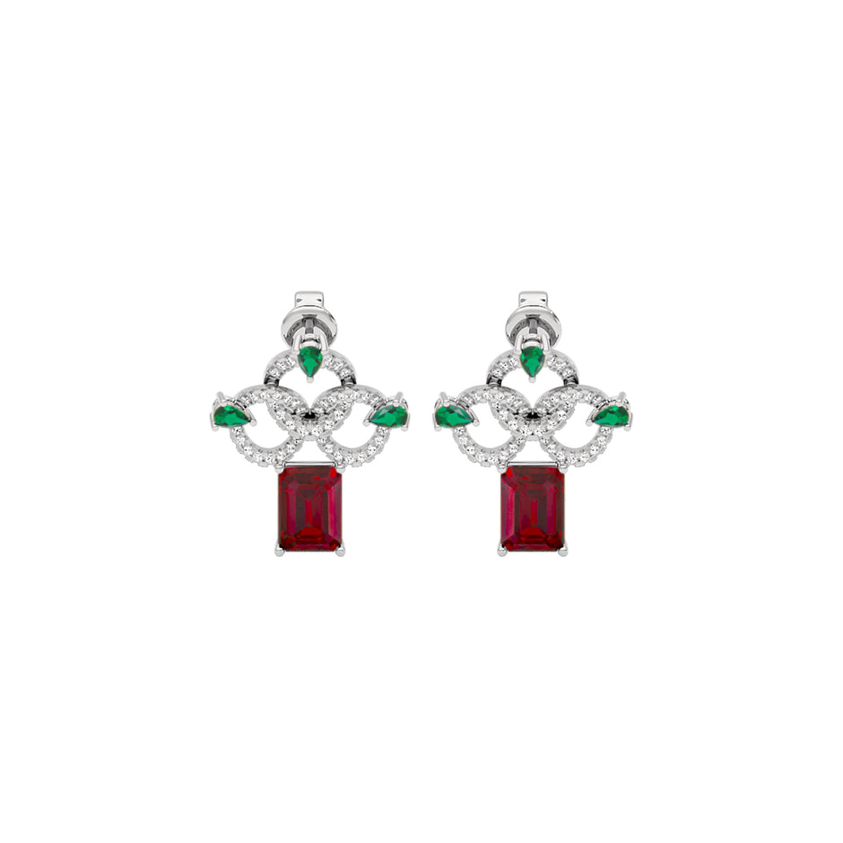 Fleur Motif Diamond Earrings 18 KT / White Gold