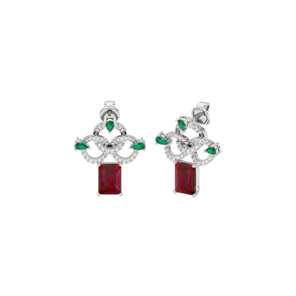 Fleur Motif Diamond Earrings 18 KT / White Gold