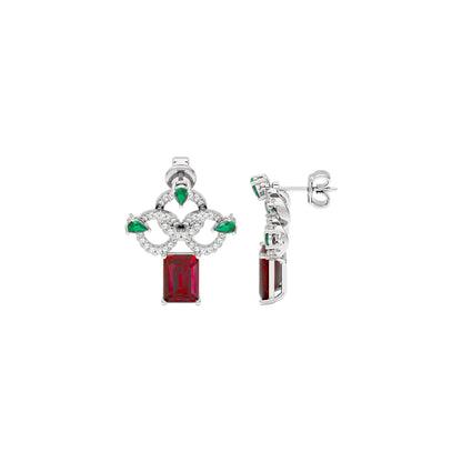Fleur Motif Diamond Earrings 18 KT / White Gold