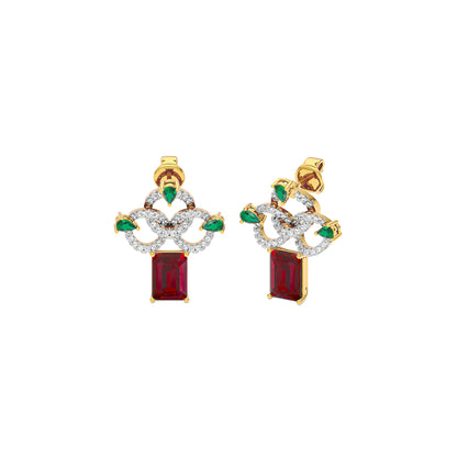 Fleur Motif Diamond Earrings 18 KT / Yellow Gold