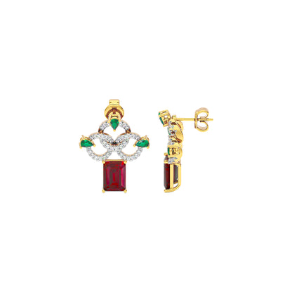 Fleur Motif Diamond Earrings 18 KT / Yellow Gold