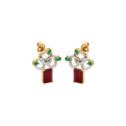 Fleur Motif Diamond Earrings 18 KT / Yellow Gold