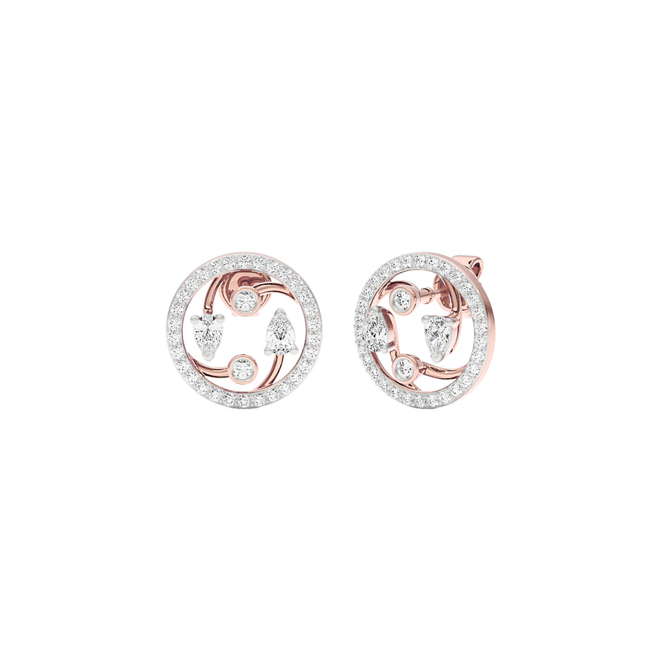 Fourfold Sparkle Diamond Earrings 18 KT / Rose Gold