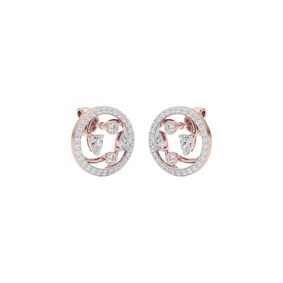 Fourfold Sparkle Diamond Earrings 18 KT / Rose Gold