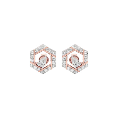 Geometric Bloom Diamond Earrings 18 KT / Rose Gold