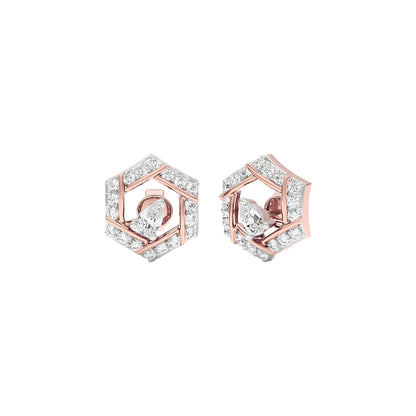 Geometric Bloom Diamond Earrings 18 KT / Rose Gold